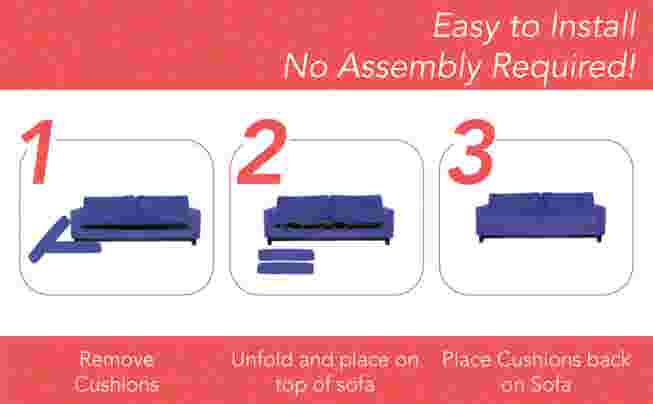 Three steps to install the cushion support seat savers without assembly.
