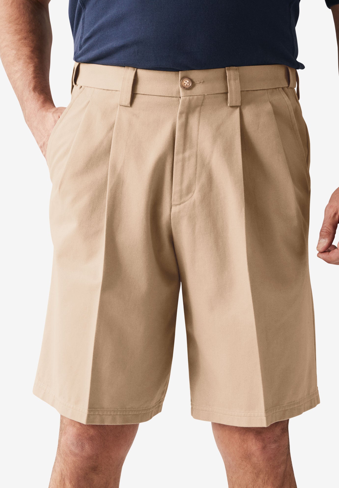 Wrinkle-Free Expandable Waist Pleat Front Shorts image number 0