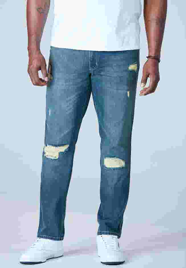 Athletic Fit Side Elastic 5-Pocket Jeans image number 4