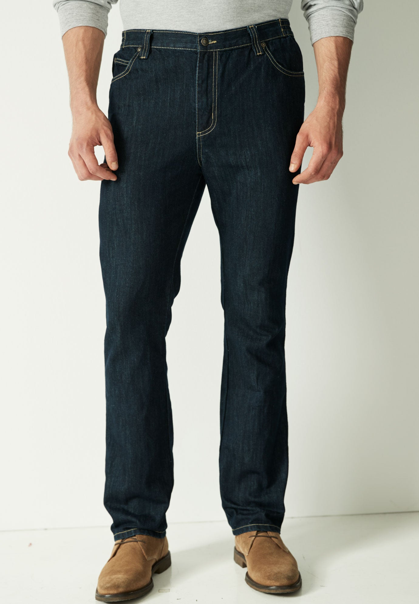 Athletic Fit Side Elastic 5-Pocket Jeans image number 0