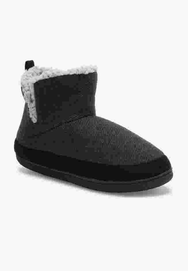 Lipper Bot Sherpa Lined Men's Slipper Boot - Wide Width, Black | King Size