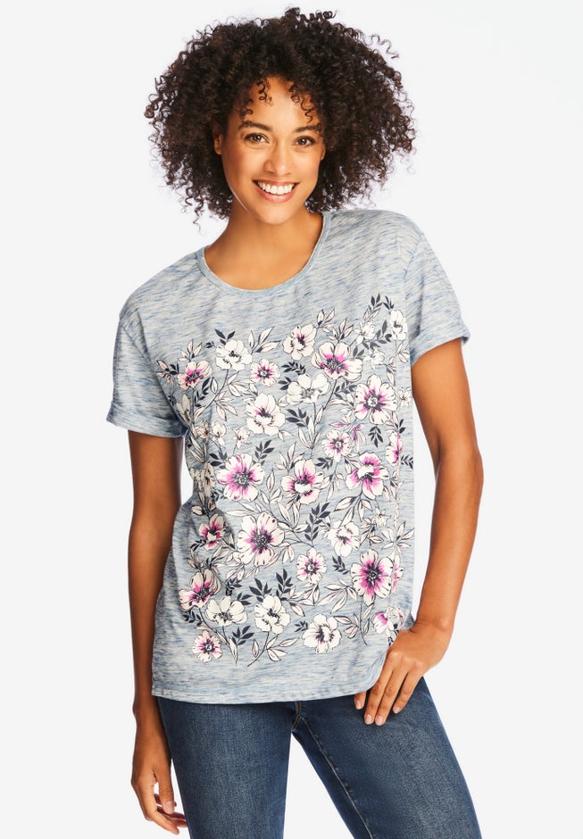 Marled Cuffed-Sleeve Tee image number 4