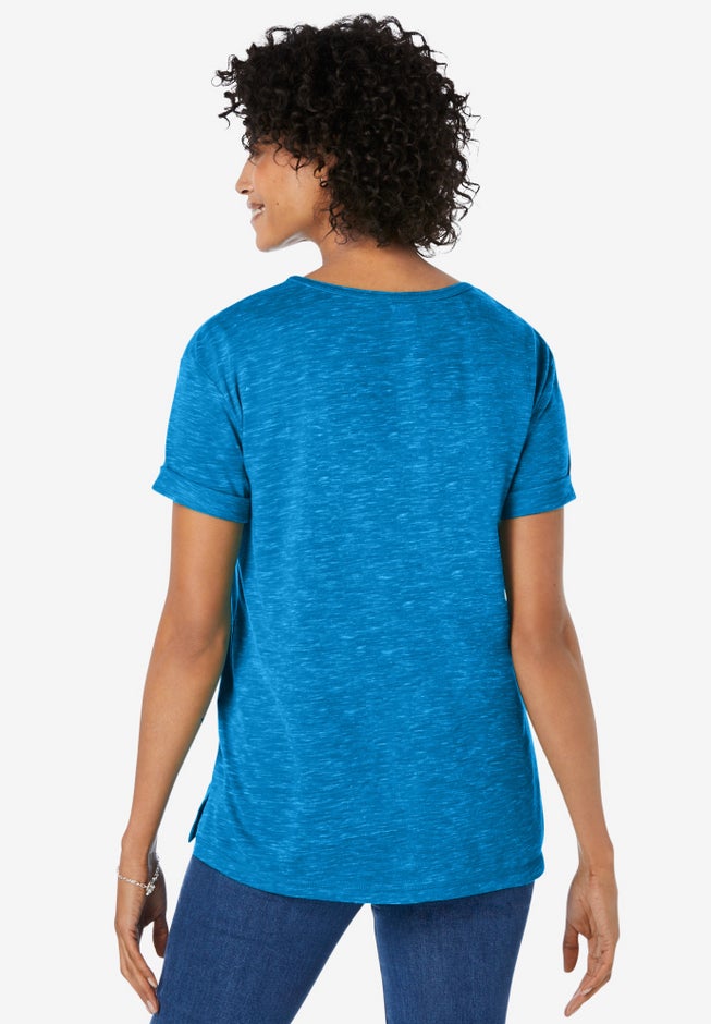 Marled Cuffed-Sleeve Tee image number 1