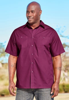 Solid Wrinkle-Resistant Short Sleeve Button Down