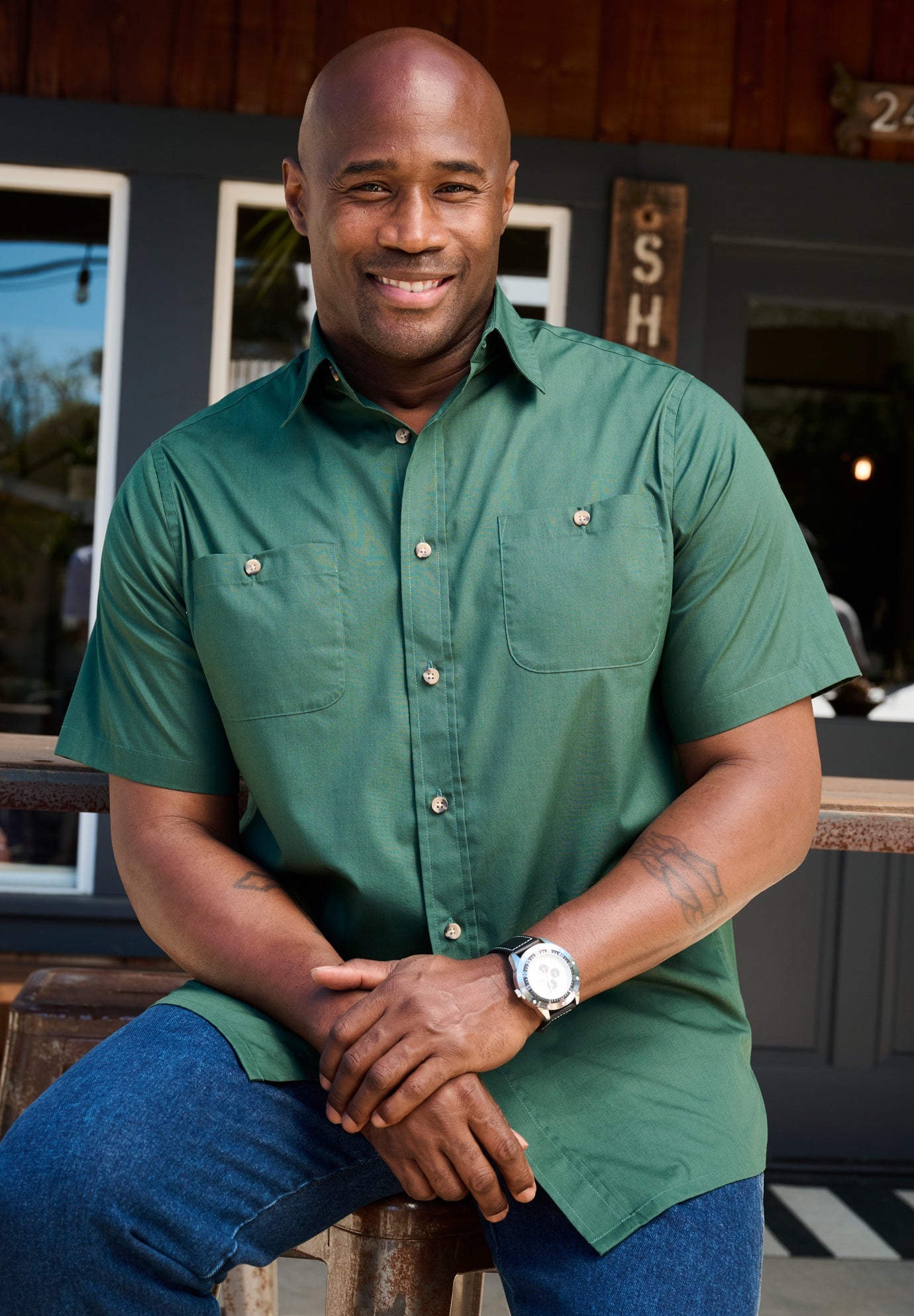 Solid Wrinkle-Resistant Short Sleeve Button Down image number 0
