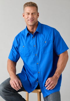 Solid Wrinkle-Resistant Short Sleeve Button Down