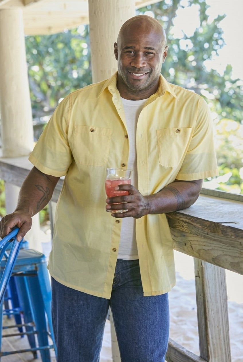 Solid Wrinkle-Resistant Short Sleeve Button Down image number 5