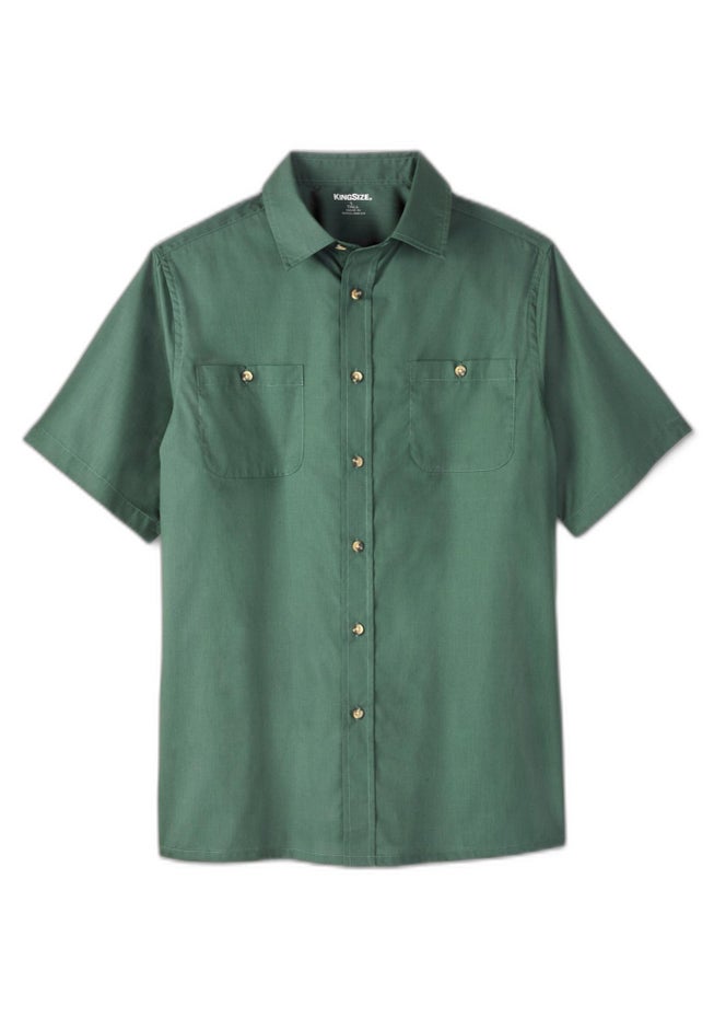 Solid Wrinkle-Resistant Short Sleeve Button Down image number 5