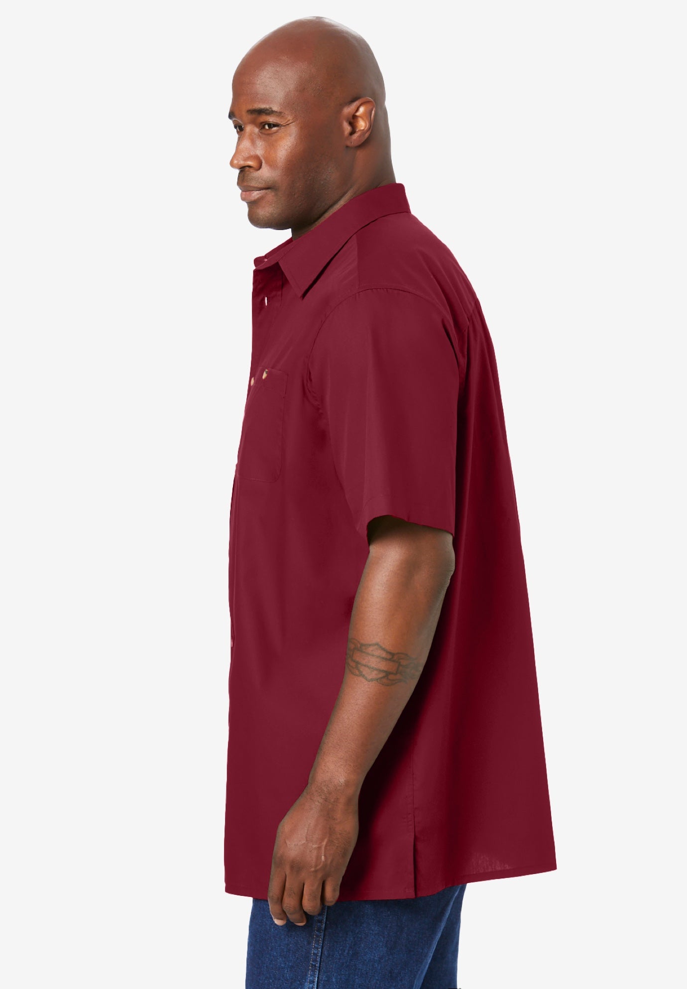 Solid Wrinkle-Resistant Short Sleeve Button Down image number 3
