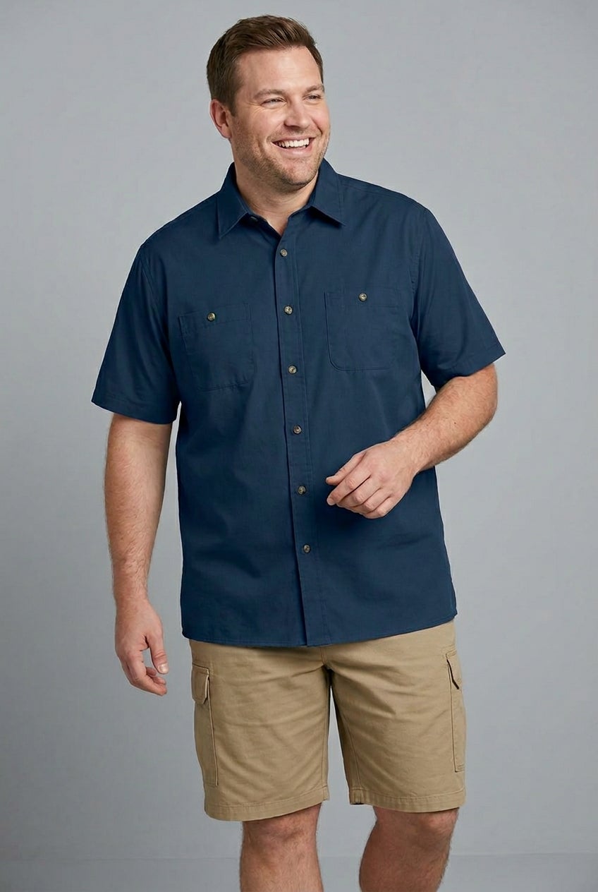 Solid Wrinkle-Resistant Short Sleeve Button Down image number 0
