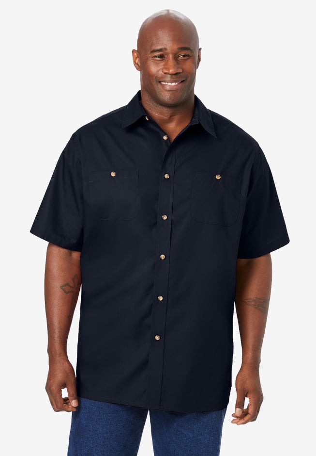Short-Sleeve Pocket Sport Shirt for Big Men, Black | King Size Short-Sleeve Pocket Sport Shirt for Big Men, Black | King Size