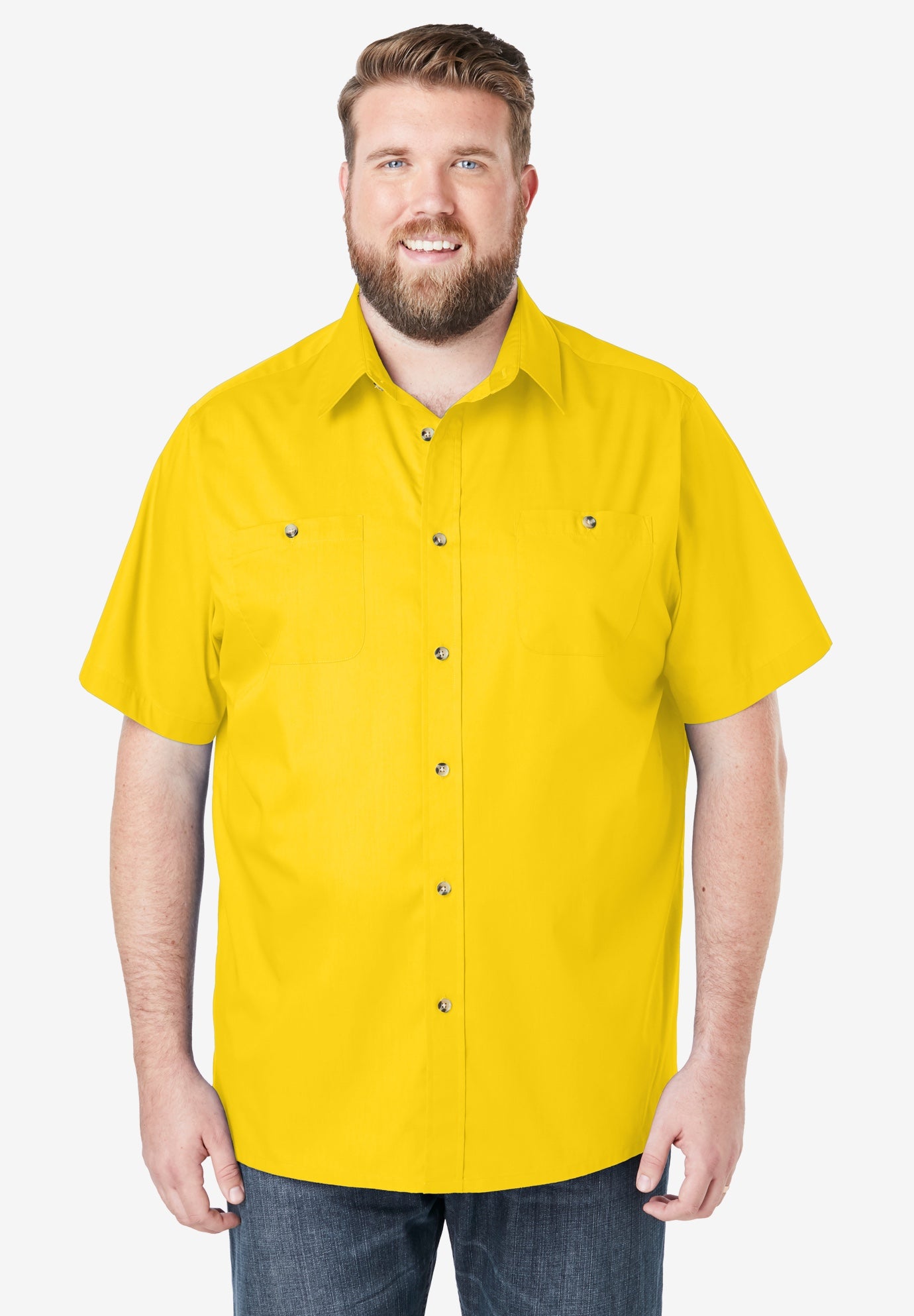 Solid Wrinkle-Resistant Short Sleeve Button Down image number 0