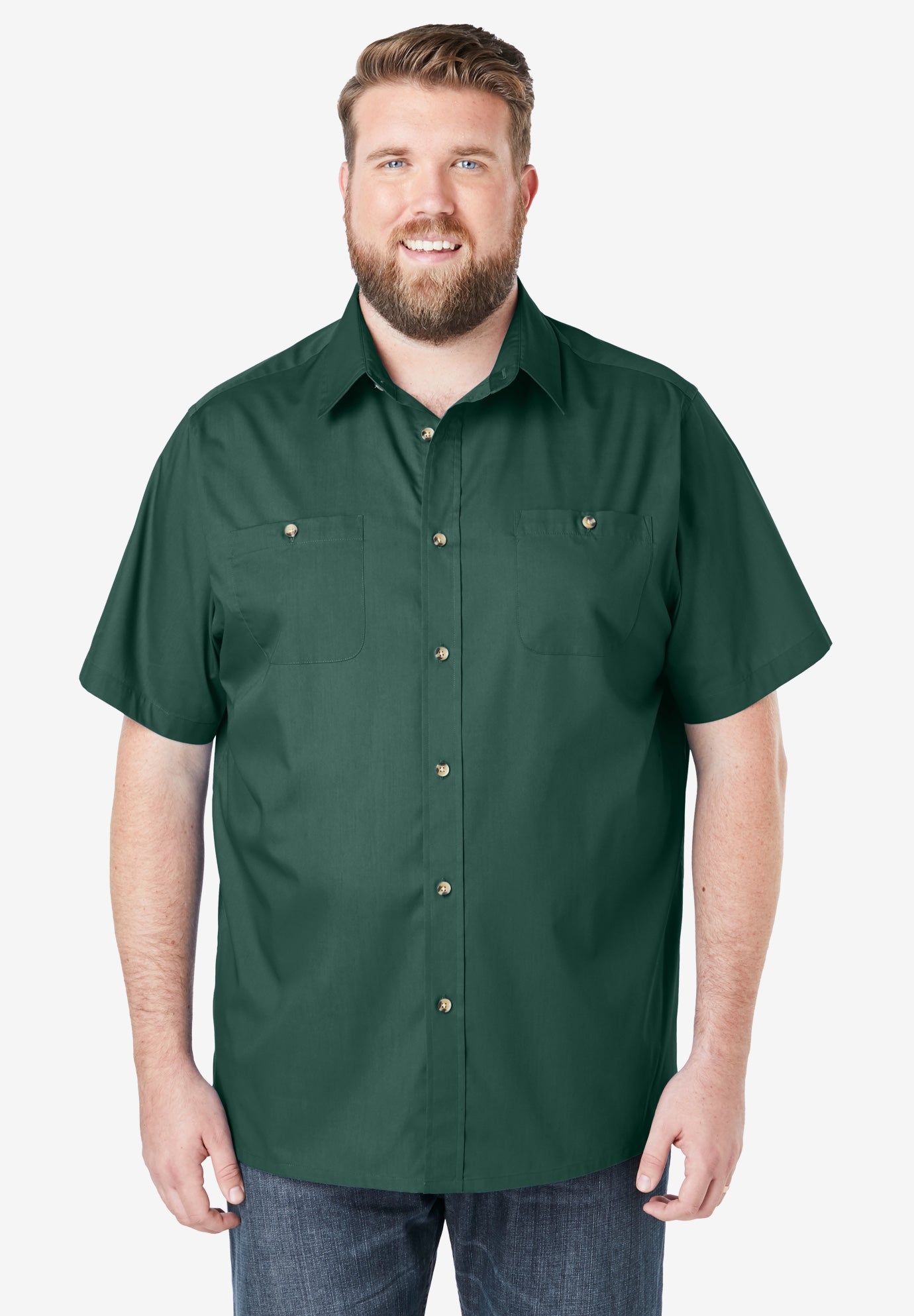 Solid Wrinkle-Resistant Short Sleeve Button Down image number 0