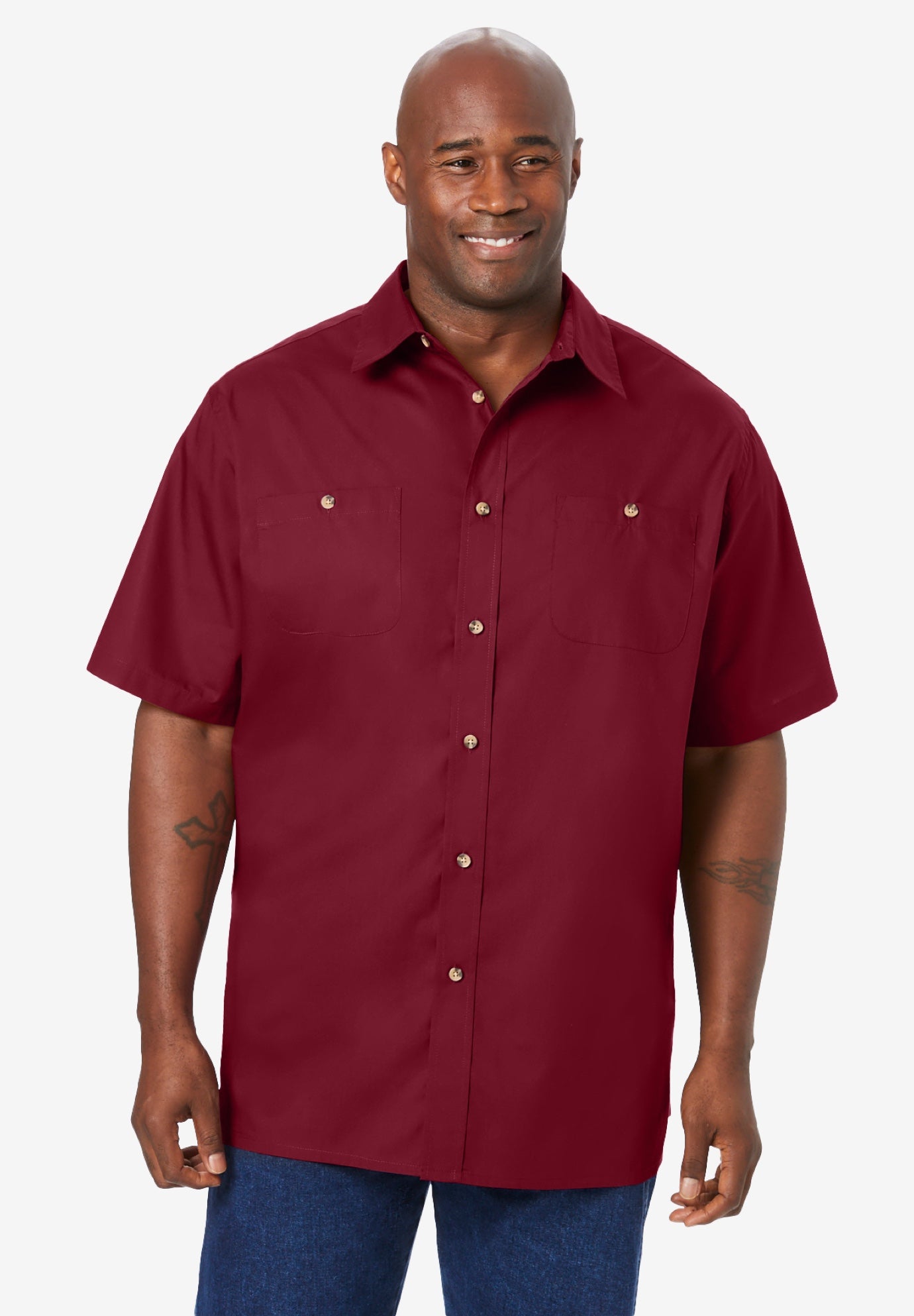 Solid Wrinkle-Resistant Short Sleeve Button Down image number 0