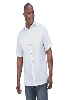 Solid Wrinkle-Resistant Short Sleeve Button Down