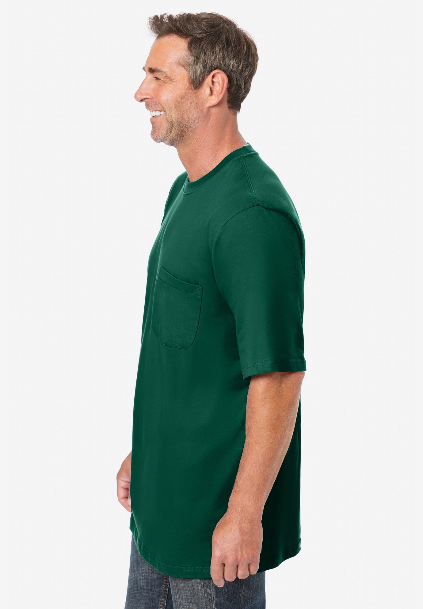 Shrink-Less&trade; Lightweight Pocket Crewneck T-Shirt image number 1