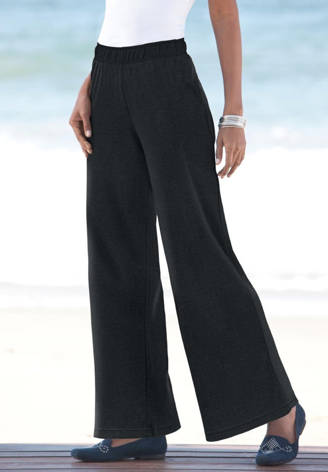 Plus Size Pull-On Wide Leg Soft Knit Pant image number 3