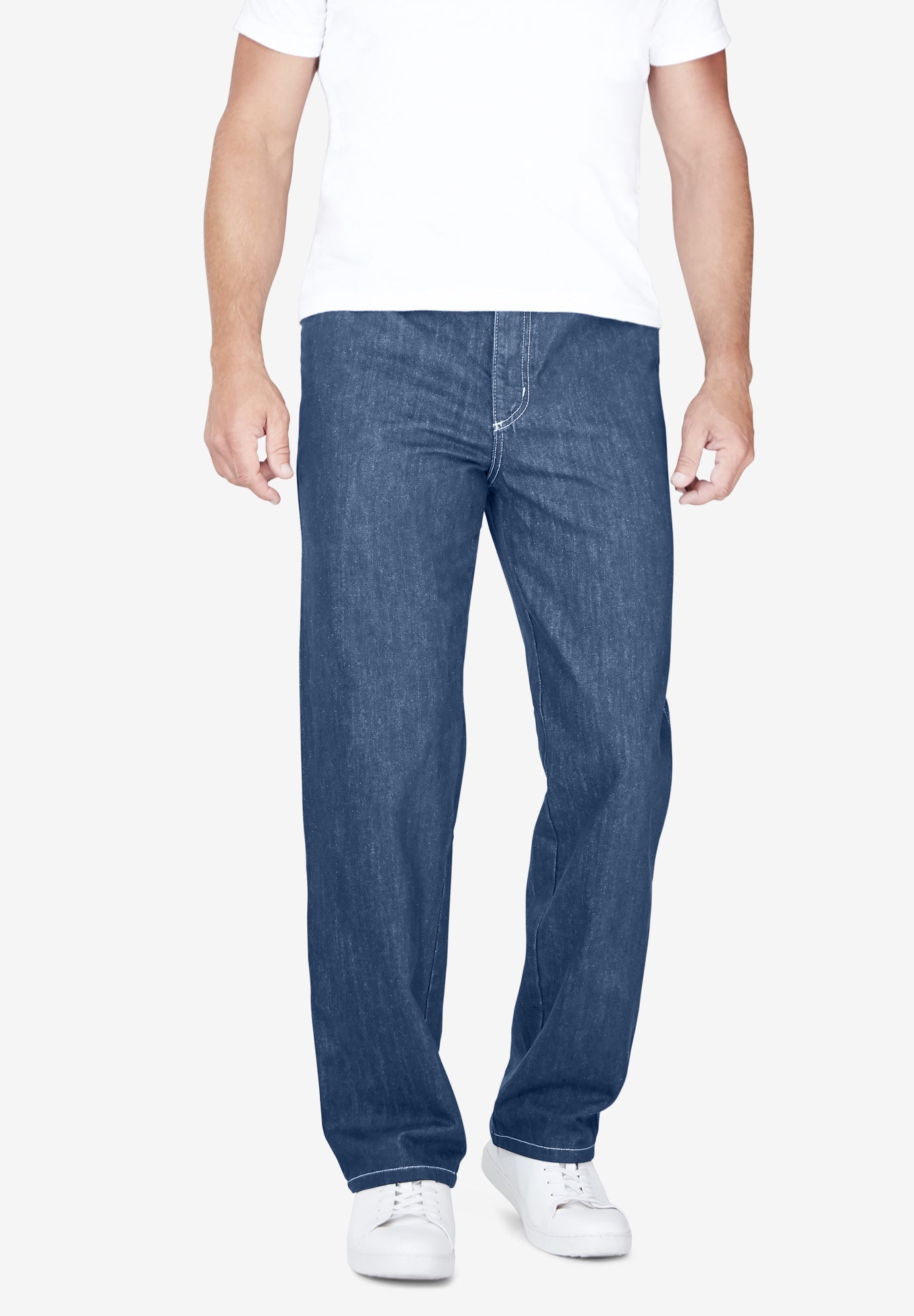 Loose-Fit Side Elastic 5-Pocket Jeans image number 0