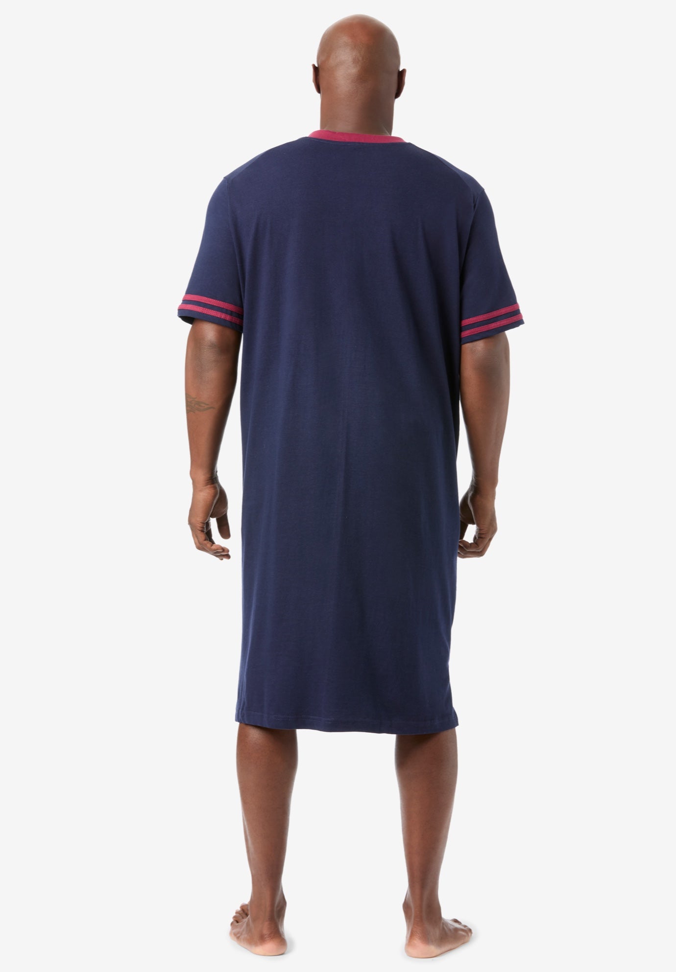 Short-Sleeve Jersey Henley Nightshirt image number 1