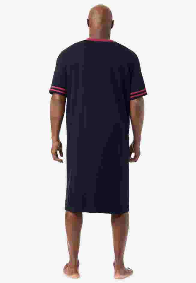 Short-Sleeve Jersey Henley Nightshirt image number 1