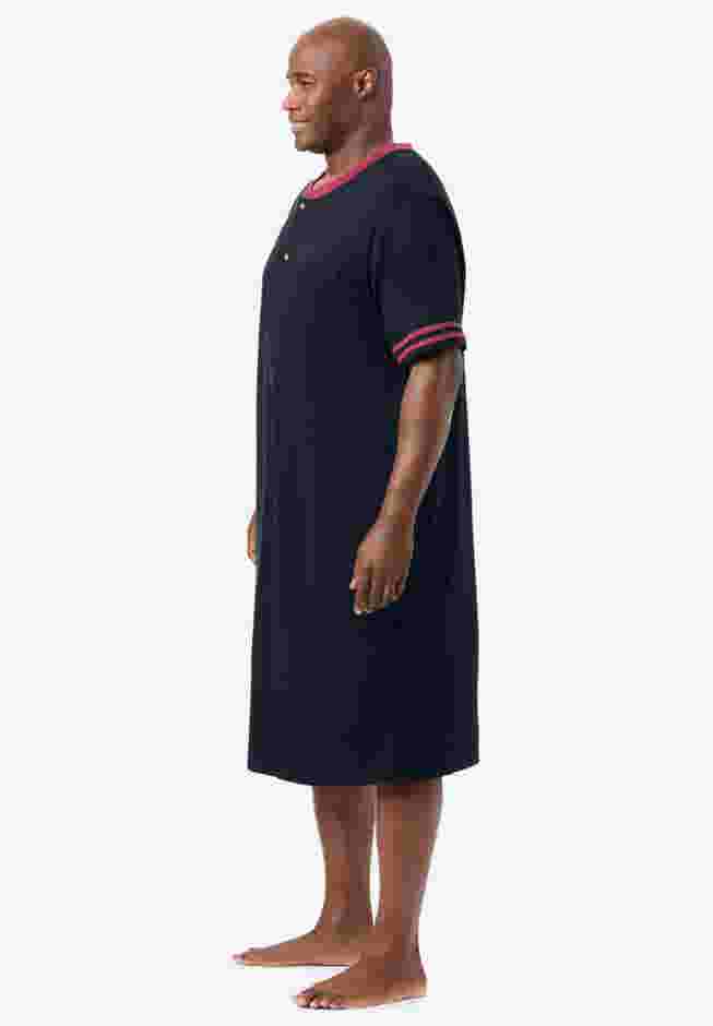 Short-Sleeve Jersey Henley Nightshirt image number 2