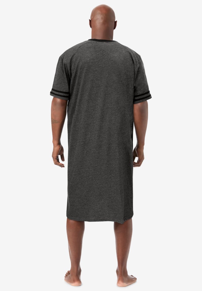 Short-Sleeve Jersey Henley Nightshirt image number 3