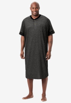 Short-Sleeve Jersey Henley Nightshirt