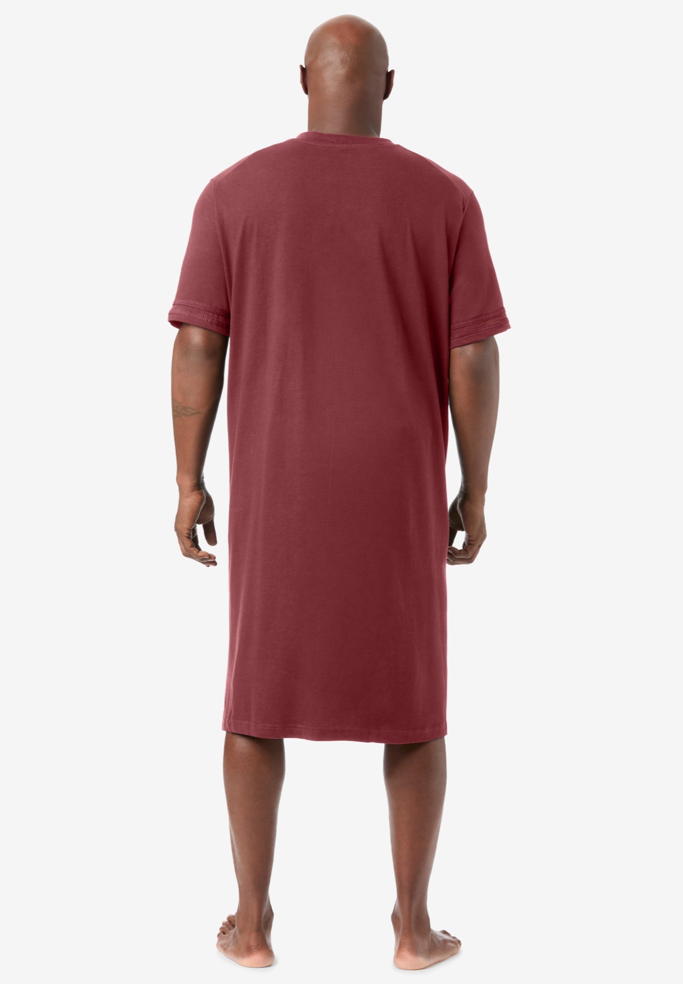 Short-Sleeve Jersey Henley Nightshirt image number 2