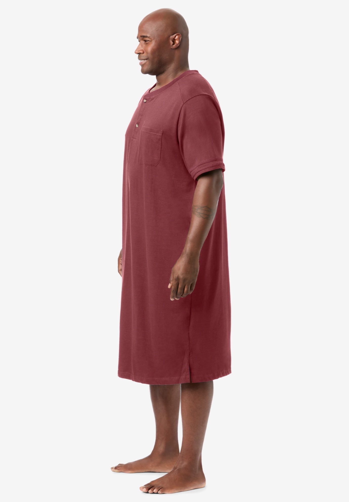 Short-Sleeve Jersey Henley Nightshirt image number 1