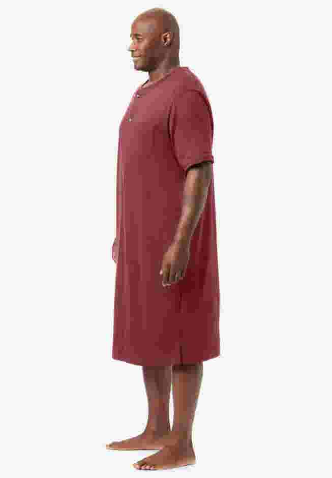 Short-Sleeve Jersey Henley Nightshirt image number 2