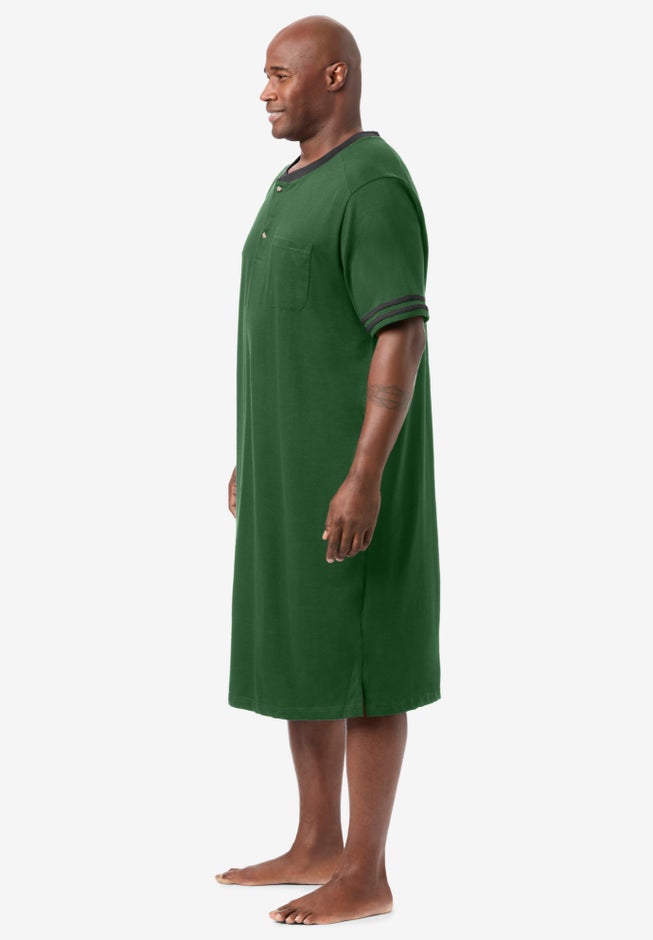 Short-Sleeve Jersey Henley Nightshirt image number 1