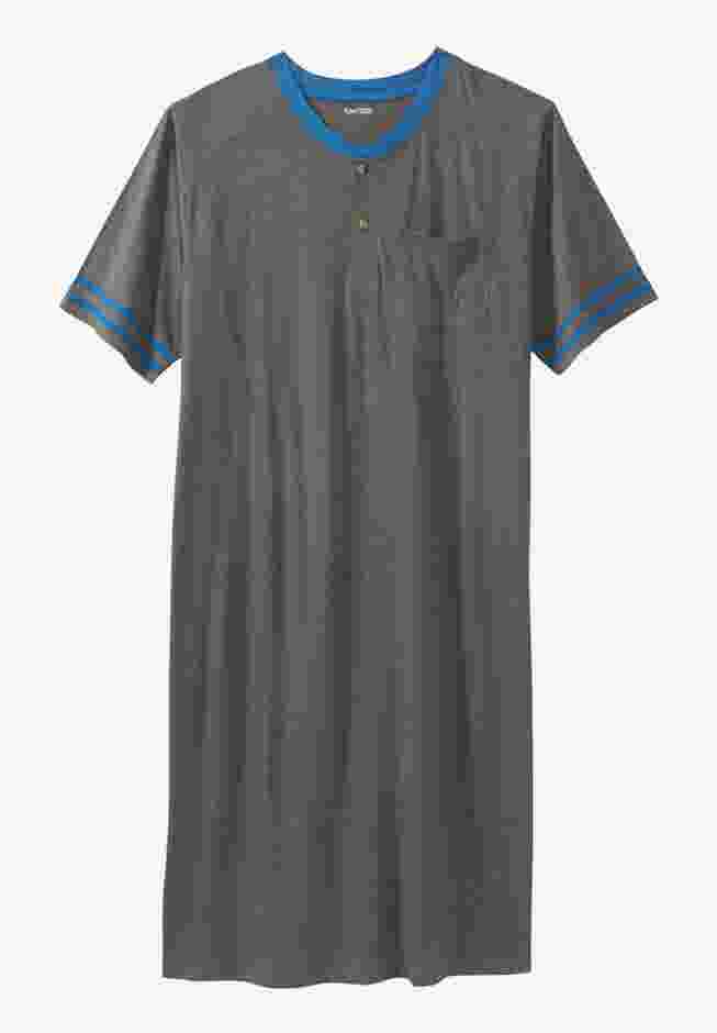 Short-Sleeve Jersey Henley Nightshirt image number 0