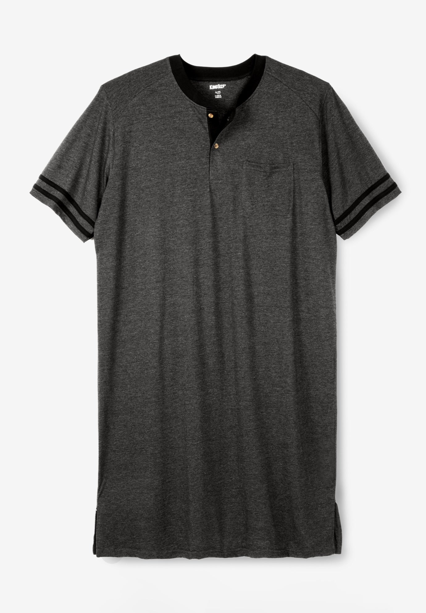 Short-Sleeve Jersey Henley Nightshirt image number 1