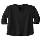 Gauze Mandarin Collar 3/4 Sleeve Shirt image number null