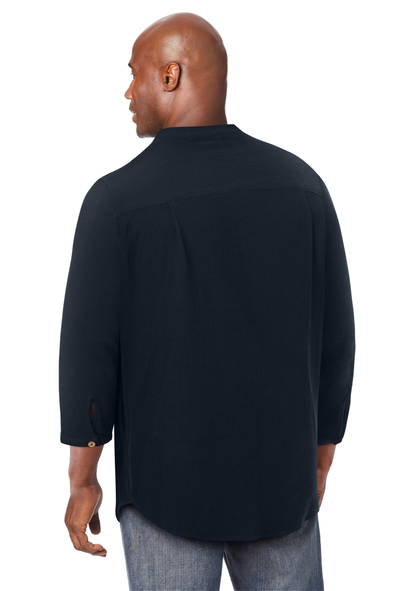 Gauze Mandarin Collar 3/4 Sleeve Shirt image number 3