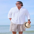 Gauze Mandarin Collar 3/4 Sleeve Shirt image number null