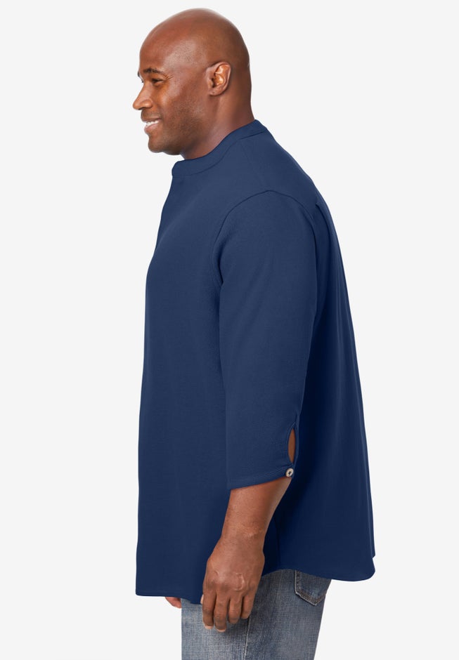 Gauze Mandarin Collar 3/4 Sleeve Shirt image number 2