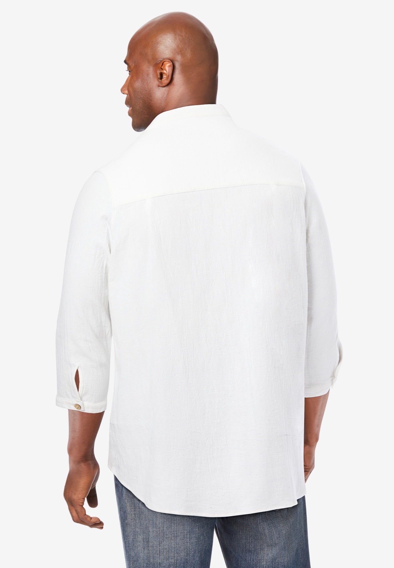 Gauze Mandarin Collar 3/4 Sleeve Shirt image number 3