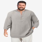 Gauze Mandarin Collar 3/4 Sleeve Shirt image number null