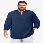 Gauze Mandarin Collar 3/4 Sleeve Shirt image number null