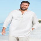 Gauze Mandarin Collar 3/4 Sleeve Shirt image number null