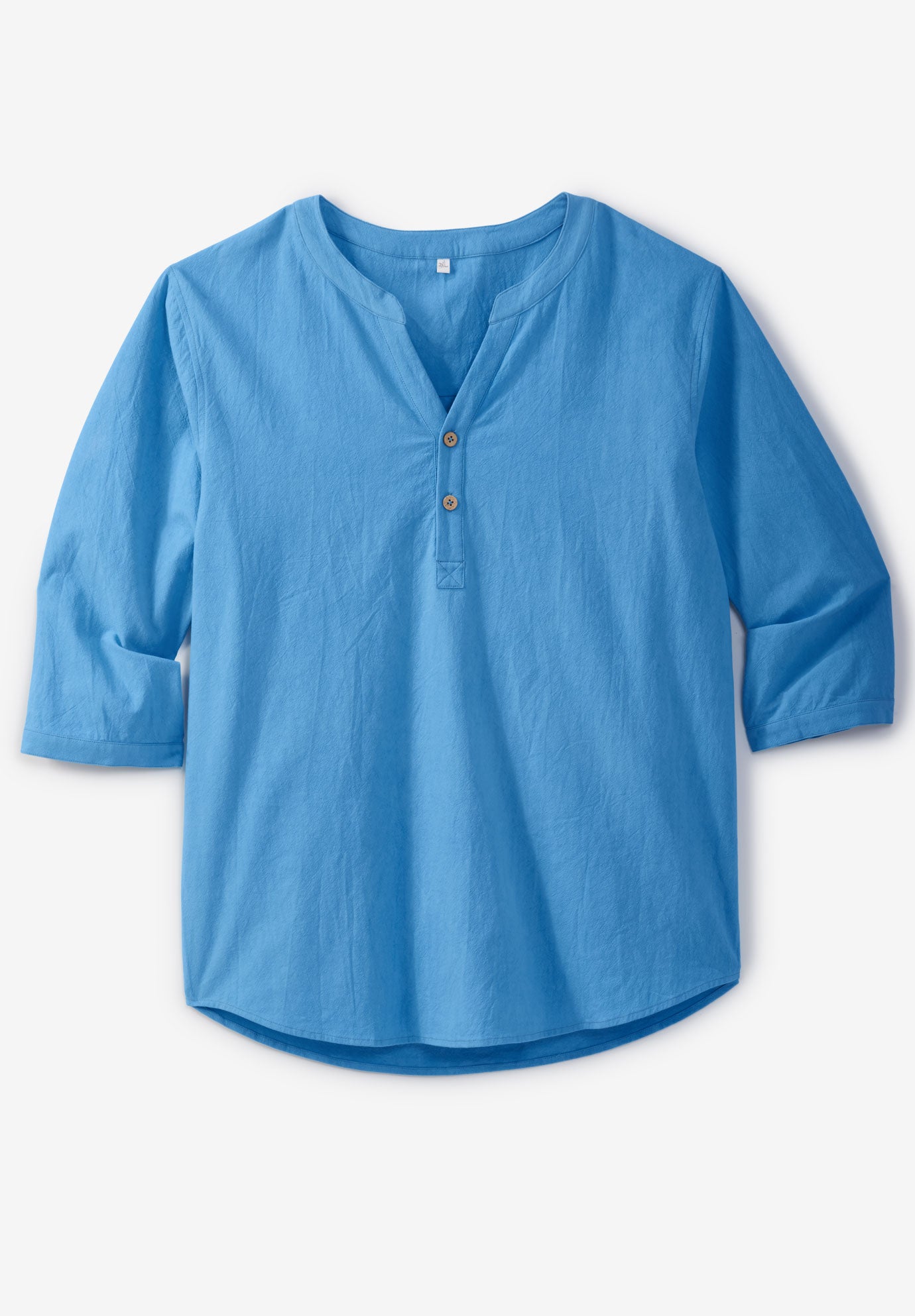 Gauze Mandarin Collar 3/4 Sleeve Shirt image number 1