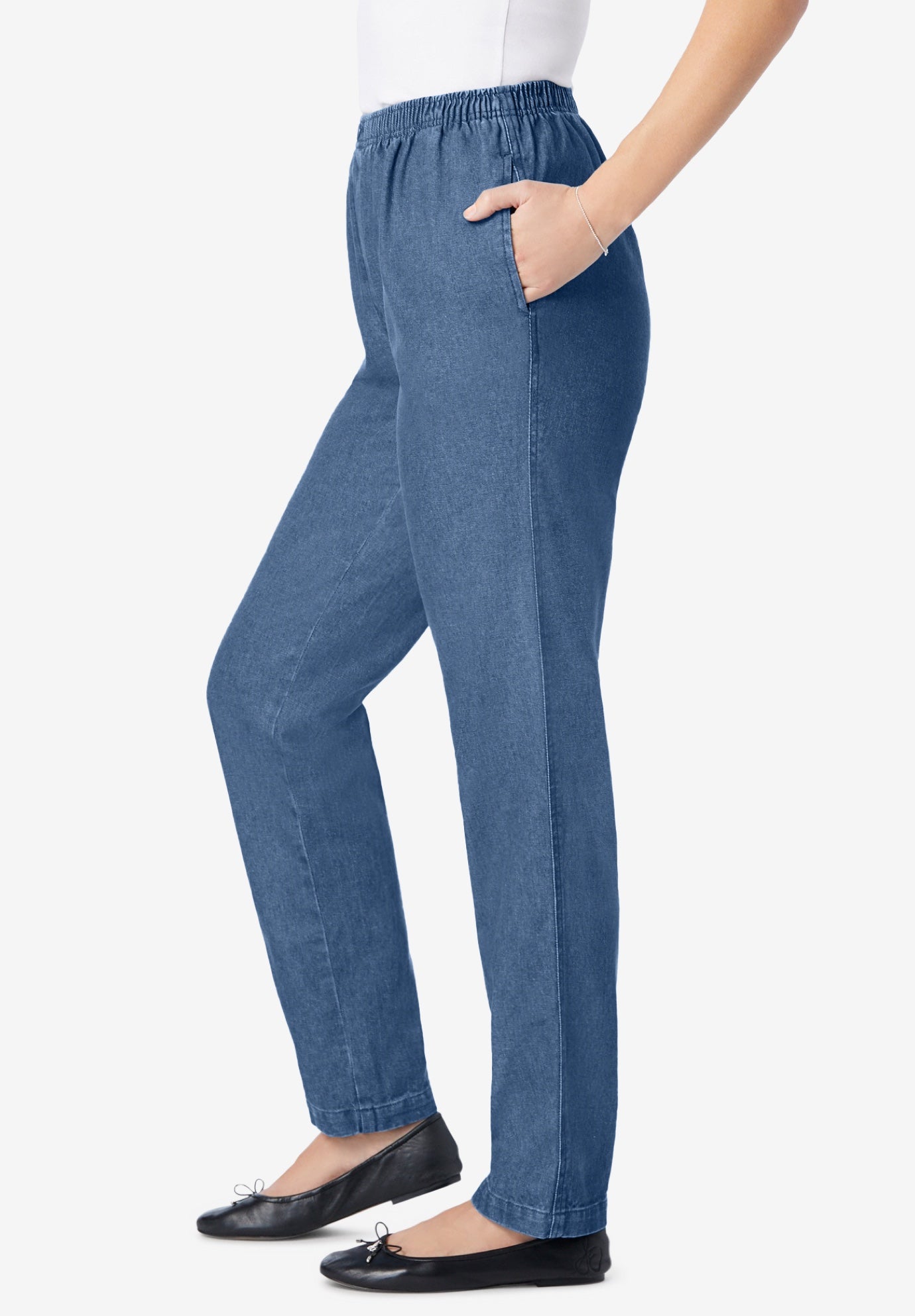 Straight-Leg All-Cotton Denim Pull-On 7-Day Elastic-Waist Jeans image number 2