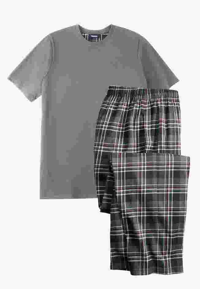Jersey Knit Plaid Pajama Set image number 0