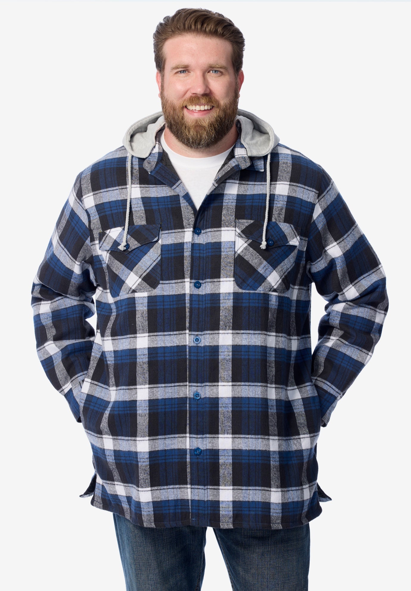 Removable Hooded Shirt Jacket image number 1