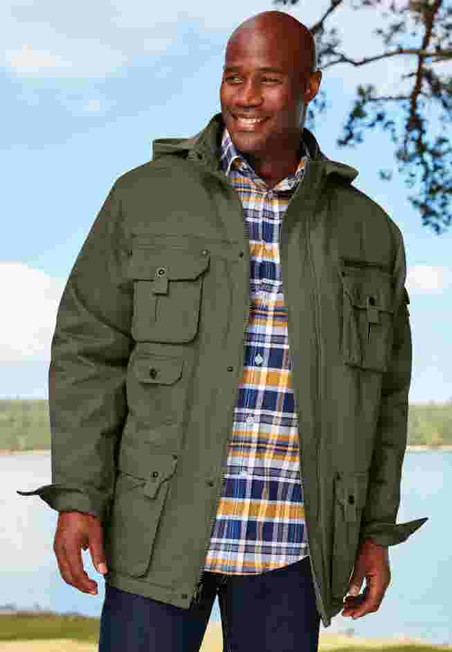 9 Pocket Twill Utility Jacket with Removable Hood image number 3