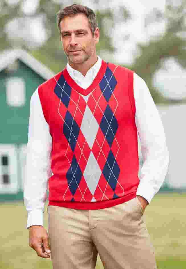 V-Neck Argyle Sweater Vest image number 1