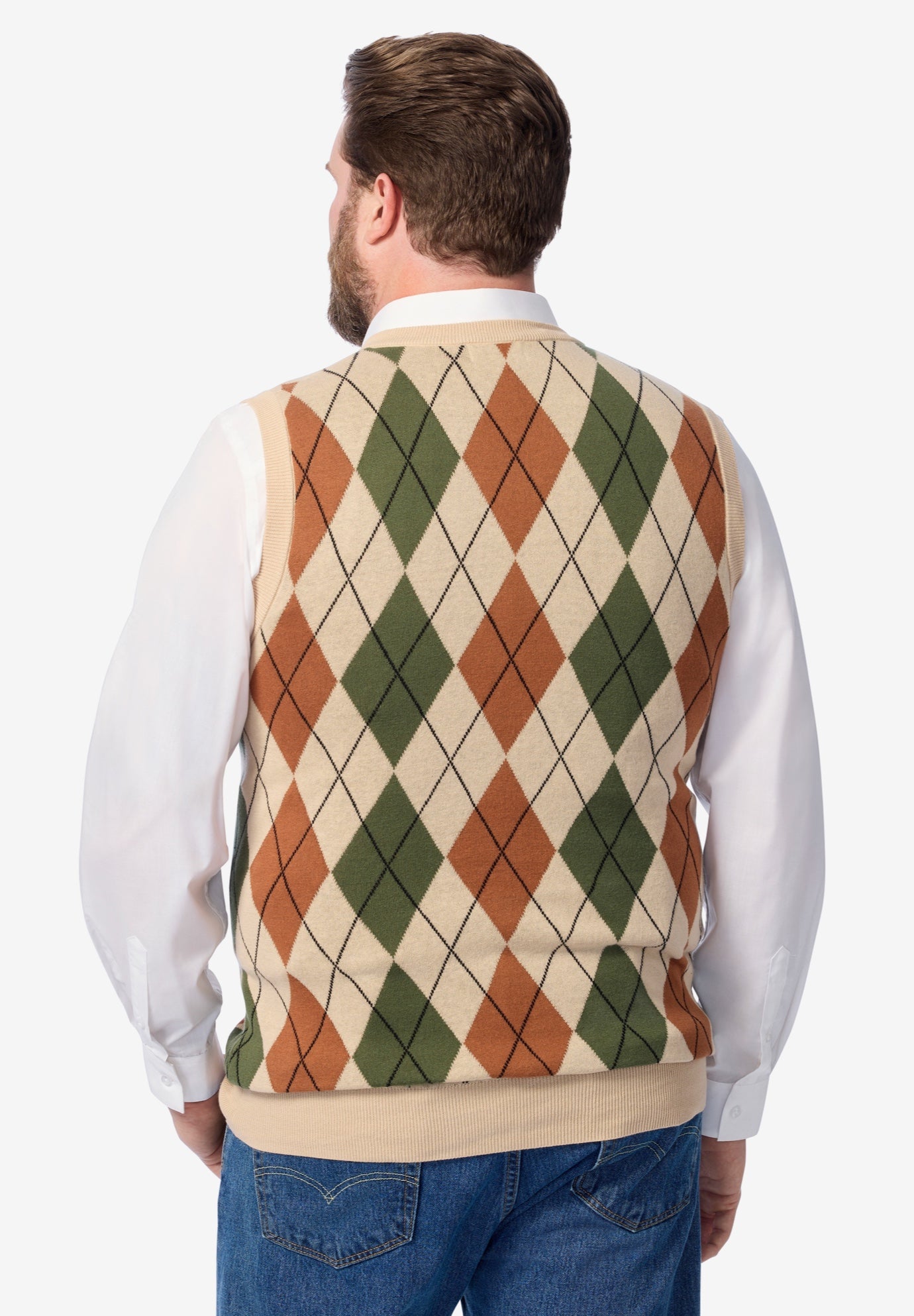 V-Neck Argyle Sweater Vest image number 3