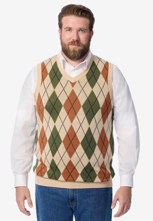 V-Neck Argyle Sweater Vest image number 1