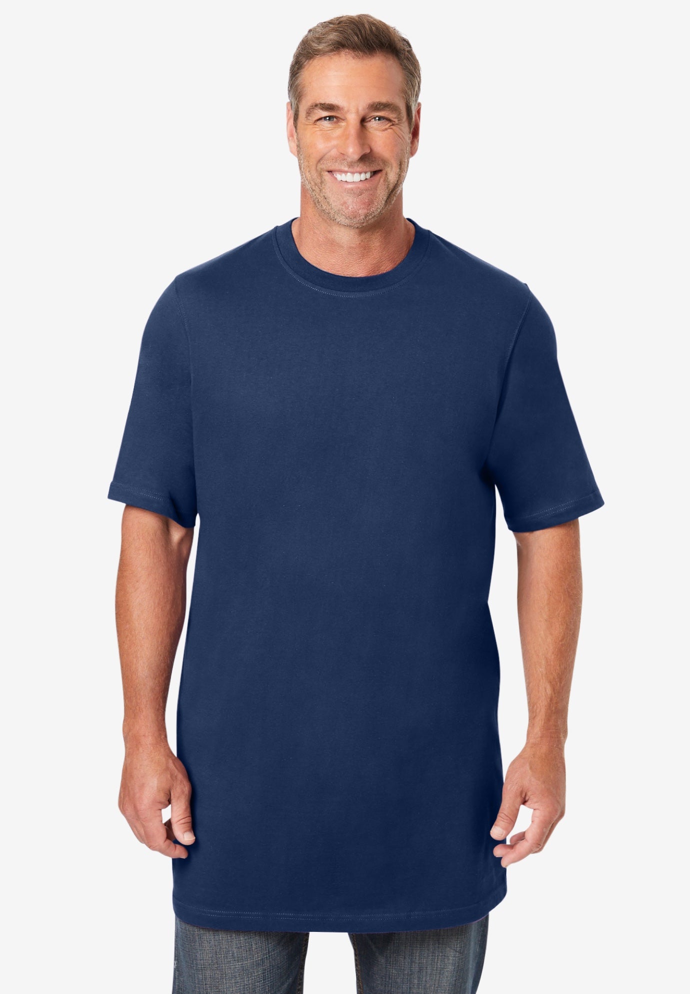 Shrink-Less Lightweight Longer-Length Crewneck T-Shirt image number 3